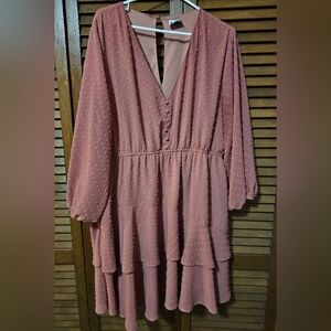 ARULA Dusty Rose Long Sleeve Dress